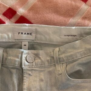 Frame Denim Shimmering Silver Jeans